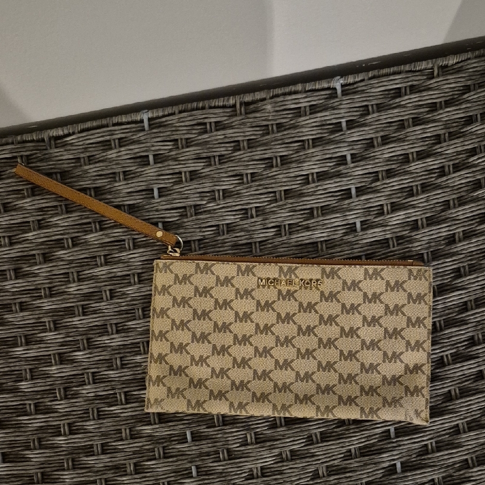 Michael Kors Tan Monogram Clutch